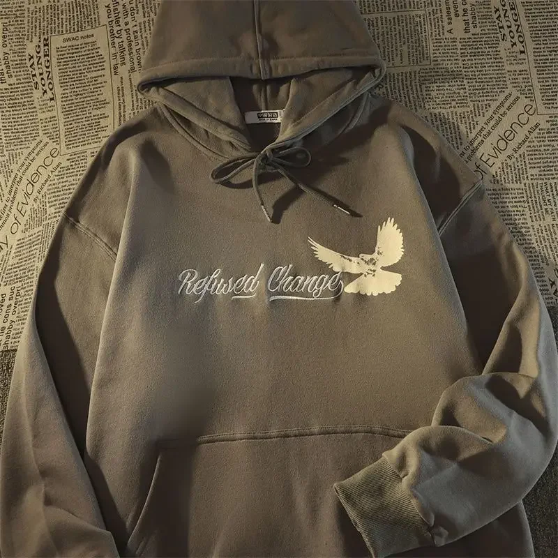 American Vibe Style High Street Dark Wind Cross Peace Dove Hooded Sweater Trendy Brand Lazy Style Men and Women Couple Clothing