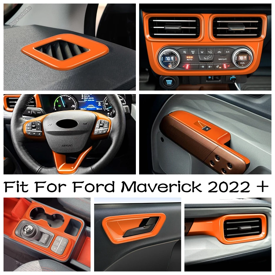 

Window Lift Button / Door Handle Bowl / Gear Shift Box Panel Trim Cover Orange For Ford Maverick 2022 2023 Interior Refit Kit