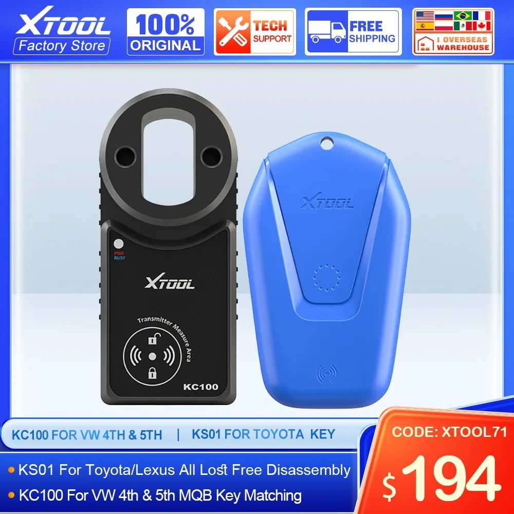 XTOOL KC100 & KS01 Auto Key Programmer All Key Lost For Toyota / For ...