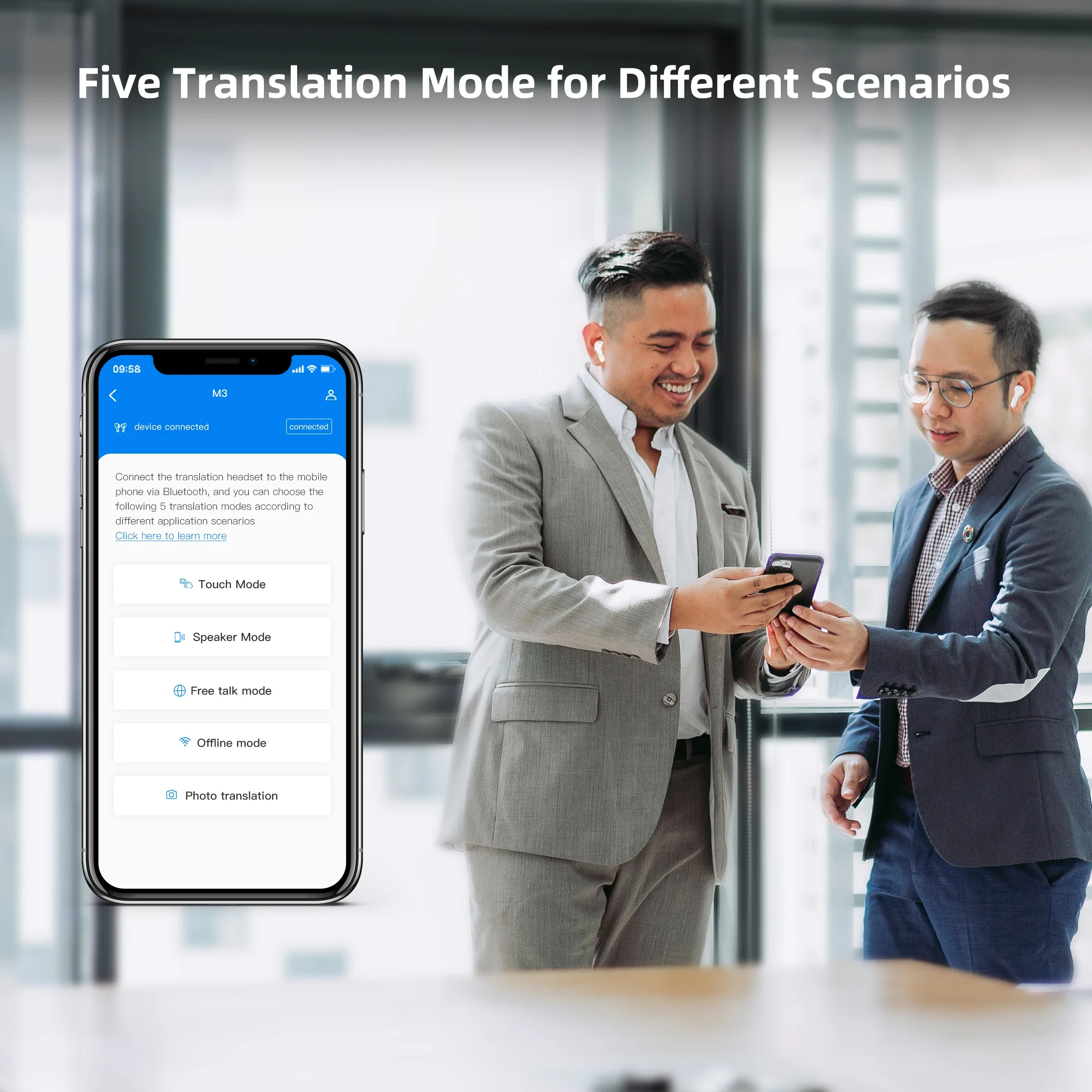 M3 Voice Translator Earbuds Supports 144 Languages Wireless Bluetooth Headset