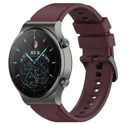 Enhanced Silicone Sport Watchband - Premium Strap for Huawei GT 2 46mm (Wine red)