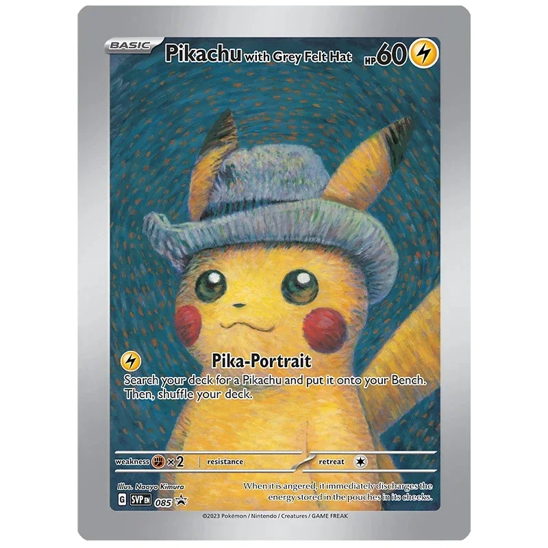 Pokemon cards DIY Pokemon Netherlands Van Gogh Museum Pikachu Charizard self made collection cards game anime Japanese letters cards gift toy