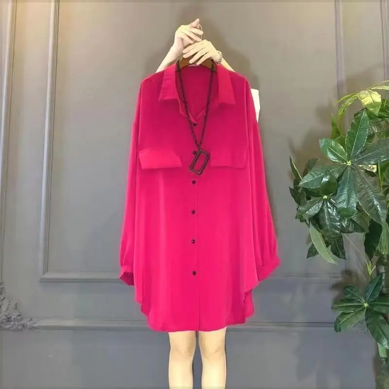 Women's Casual Streetwear Oversized Y2K Button Shirt Korean Fashion Solid Long Sleeve Pockets Blouse Irregular Tunic Tops Blusas