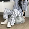 Spring New Plaid Sports Casual Straight Pants Women's Korean Version Loose Wide Leg Pants Trend 1