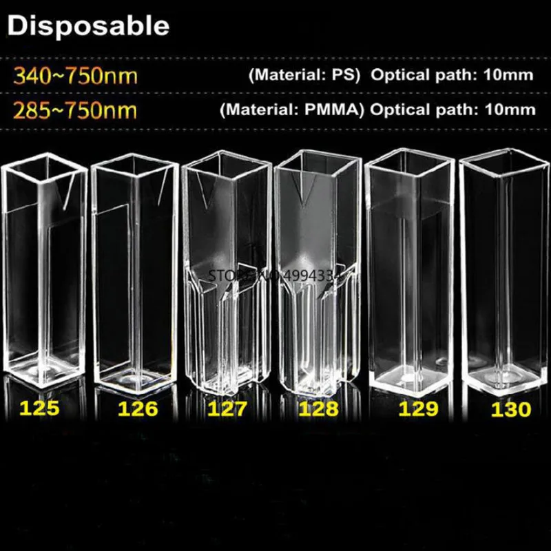 6 Different Type 4.5ml/1.5ml 10mm Plastic Fluorometer Cuvette Plastic Colorizer 100Pcs/Lot