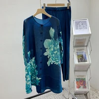 Wrinkle Print Set 2024 Autumn New Fashionable  3/4 Sleeves Top  coat women  trench coat for women - Image 5