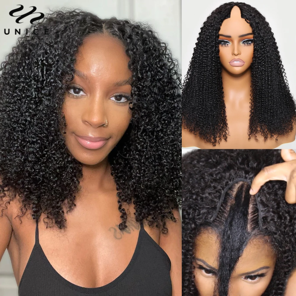 4C Kinky Curly U Part Wig V Part Wig Easy Blend Full Machine Made 100% Human Hair Beginner Friendly Wigs human hair wigs