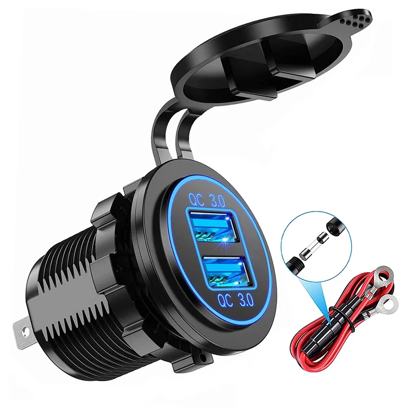 Auto Schnell Dual USB Ladegerät LED Buchse Licht Telefon Steckdose Für