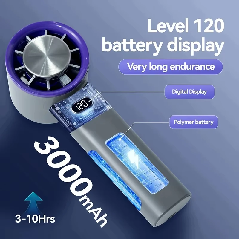 Lenovo Mini Handheld Rechargeable Bladeless Fan with Instant Ice Cooling Mode