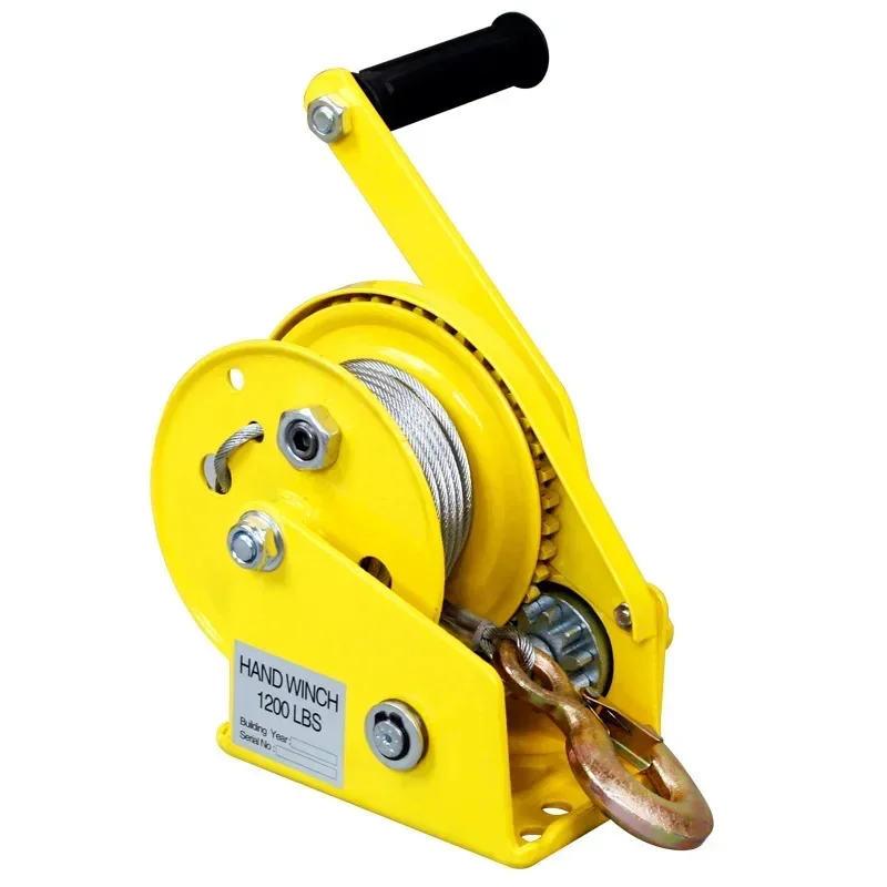 1200 Pounds 5m Wirerope Hand Operated Winch Bidirectional Self-locking Small Portable Winch Manual Traction Hoist Crane