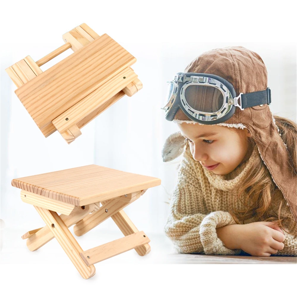 

Wooden Folding Stool Portable Household Solid Wood Outdoor Fishing Chair Small Bench Square Stool for Home Furniture Adult Kids