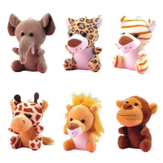 6pcs Jungle Safari Animal Keychains Cartoon Animal Monkey Lion