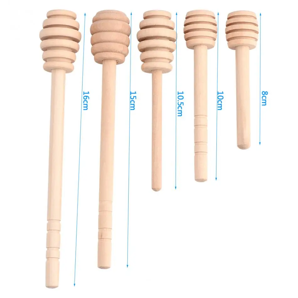 Wooden Spoon Long Handle Honey Spoon Mixing Sticks Dipper 50Pcs For Jar Coffee Milk Tea Supplies Kitchen Tools