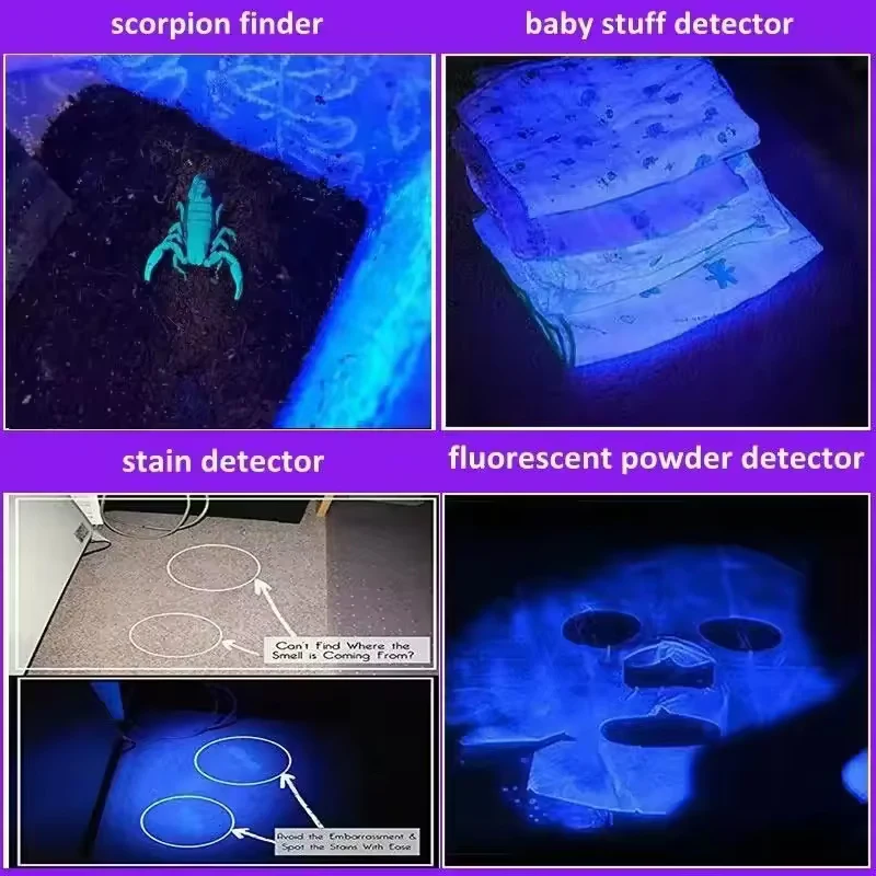 UV Flashlight For Pet Urine Detection Resin Cured 395nm UV Flashlight Black Light Zoom USB Rechargeable