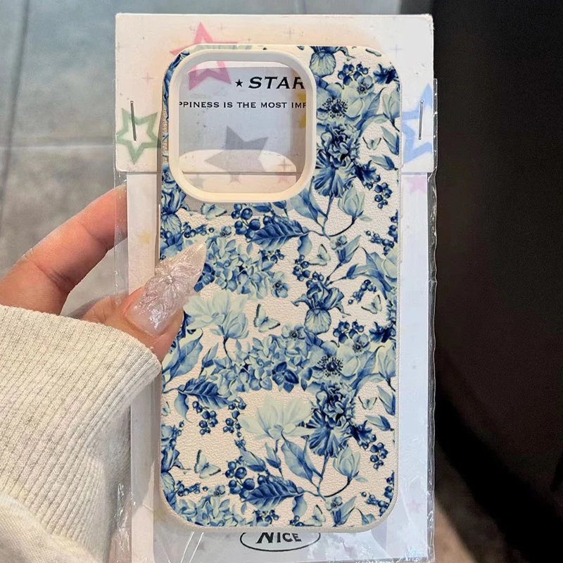 Blue And White Porcelain Flower Design Phone Case For iPhone 17 Pro 16 15 14 Plus 13 12 11 Pro Max 16E 17Air X XR XS Max Cover 1