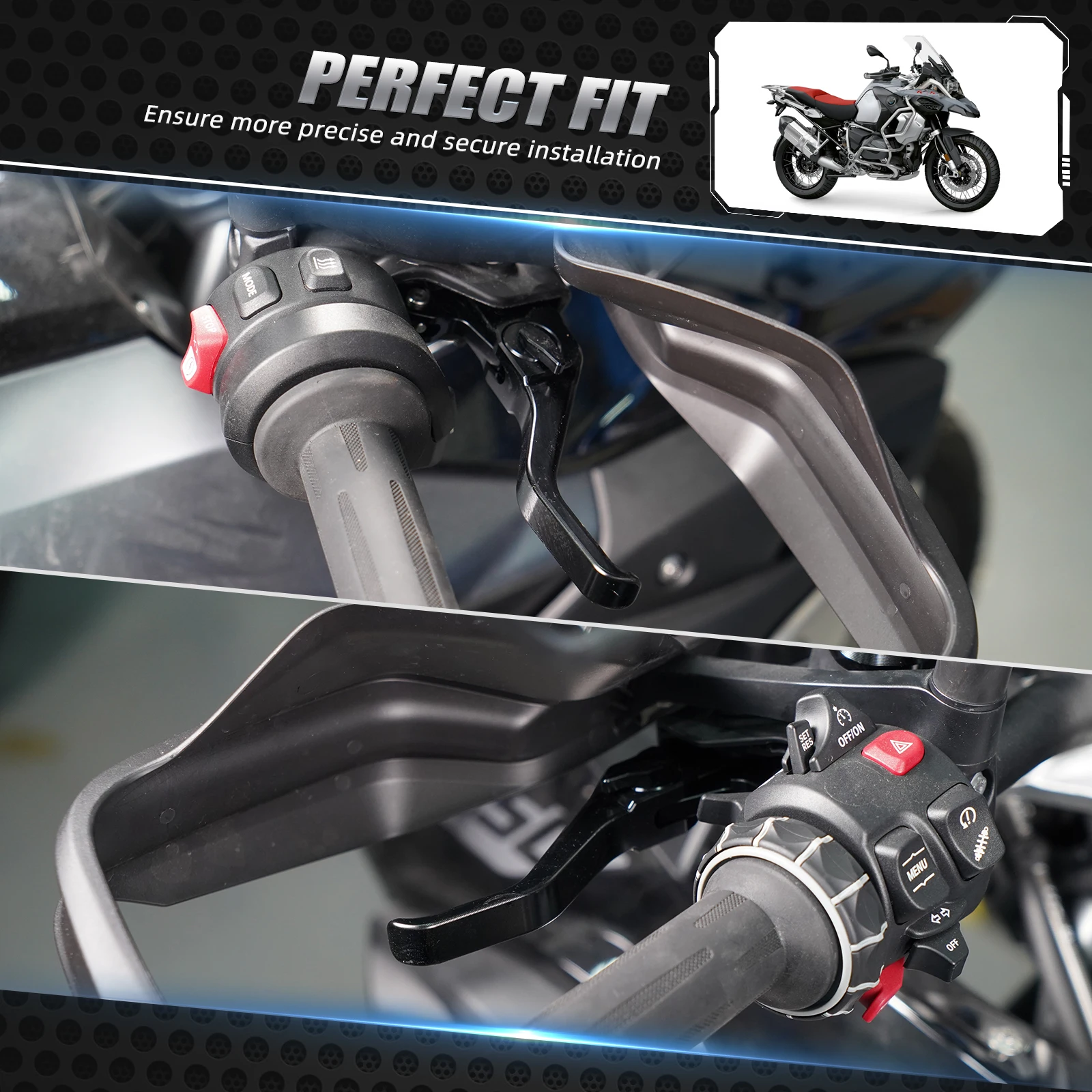 Kurze Kupplungs- und Bremshebel für BMW R1250GS Adventure R1250 GS GSA R RS RT (Modelle 2018-2024) und R1200GS Adventure R1200 GS GSA R RS RT (Modelle 2013-2018) – Detail 6