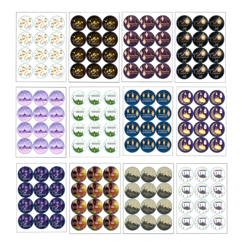 

10sheet Festive Eid Stickers Holiday Gift Bag Sealing Labels Eid Party Decorations for Decorating Candy Gift Box