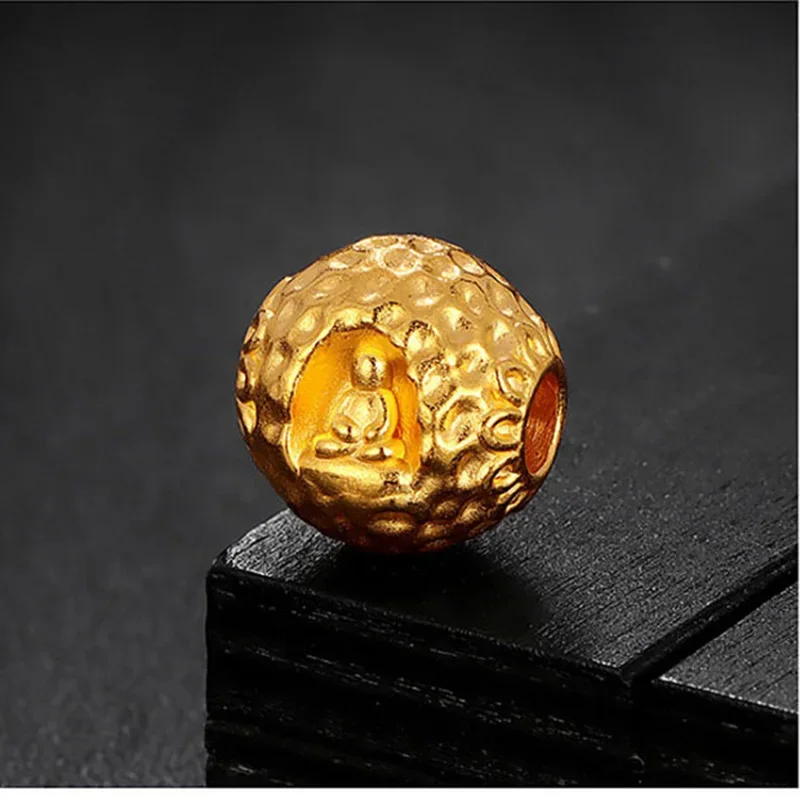 

1pcs Real 24K Yellow Gold Pendant 3D Hard Gold Formless Buddha Lucky Gold Bead Bless Buddha Round Bead Pendant 12mm