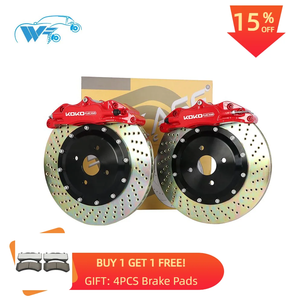 

KOKO RACING Car Brake Kit 4 Pot Brake Caliper 330*28mm Slotted Drilled Brake Rotor for Honda civic FD Front Rim 17inches