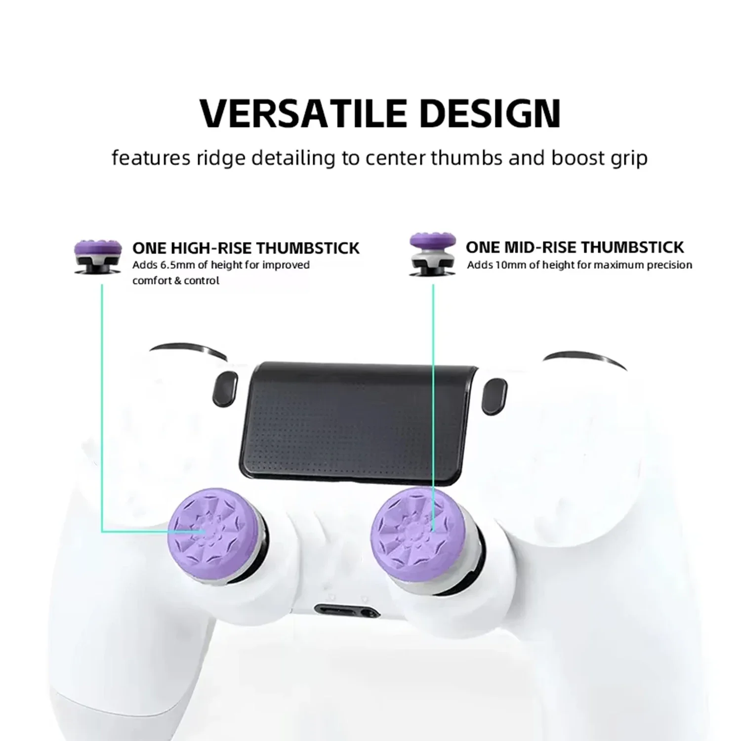 Gaming Controller Thumb Stick Hand Grip Extenders Caps for PS4 PS5 Gamepad Thumb Stick Grips Rise Covers for Playstation PS4/PS5