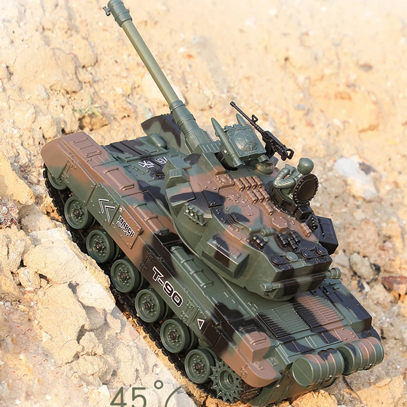 RC tank toys 2.4G remote control car tank model with cool light sound chargeable vehicle gift for children boys kids adults 3