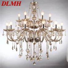 

DLMH European Style Chandelier Cognac Pendant Crystal Candle Luxury Lights LED Fixtures for Home Hotel Hall
