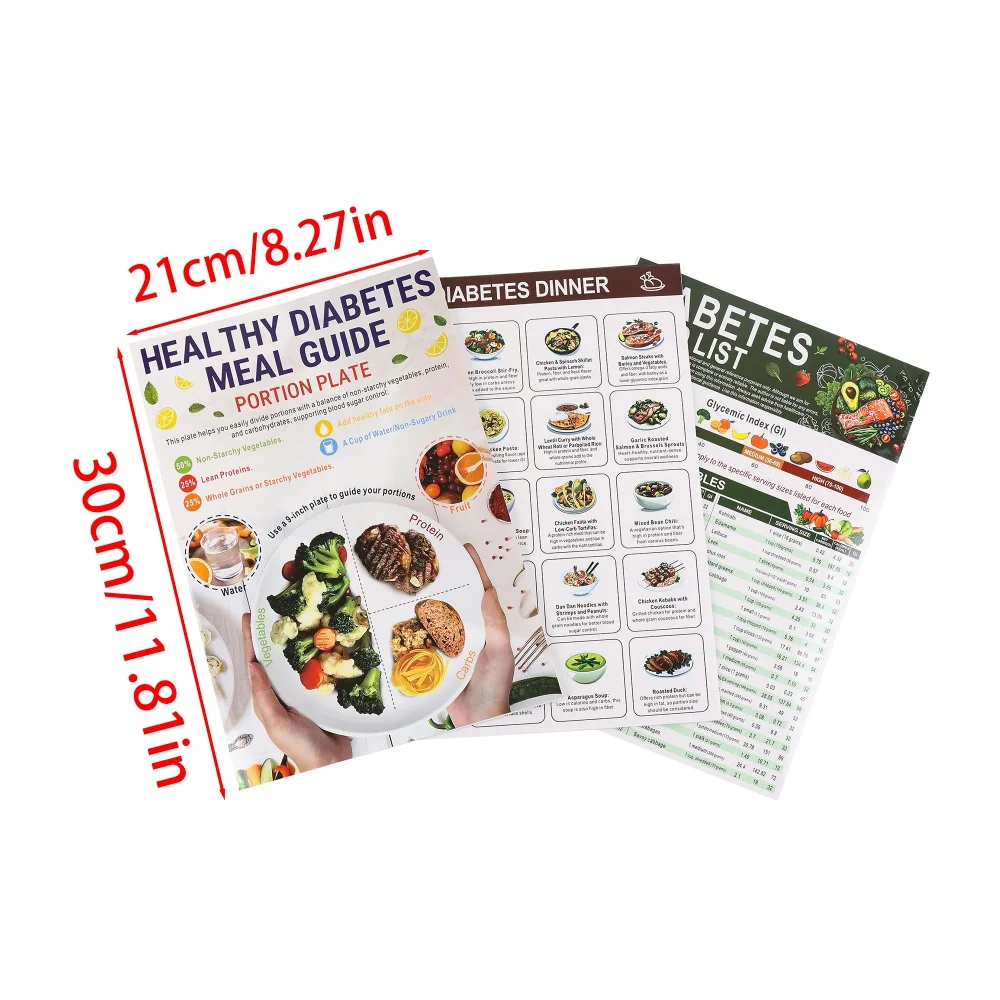3PCS Food List Meal Plan Healthy Diet Recipes books Diabetes Diet List Healthy Meal Guide Food Diet Manual for teens adults Must