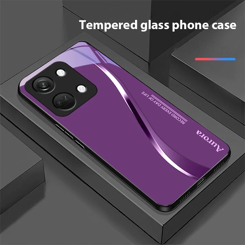 Two-Tone Stripes Black Tempered Glass Phone Case