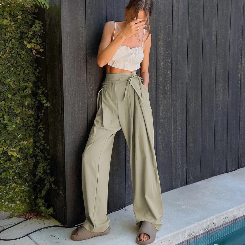 

Cacocala Spring Summer New Women Loose Floor Dragging Pants Straight Barrel High Waist Casual Draping Female Wide Leg Pants