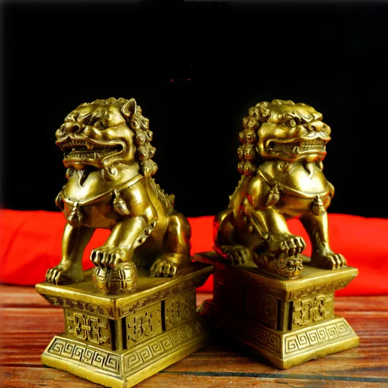 

Lucky pure copper lion bronze lion pair of town house lucky lion home door creativity