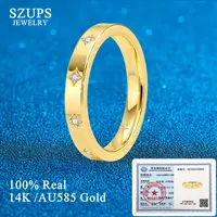 14K Golden Couples Ring Simple Real AU585 Gold Finger Rings GRA Certified Moissanite Wedding Band Engagement Fine Jewelry 1