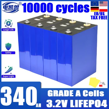 Grade A 10000 cycle 340Ah Lifepo4 Battery 3.2V Lithium iron phosphate Rechargeable Cell For DIY 12V 24V RV Solar Camping No TAX