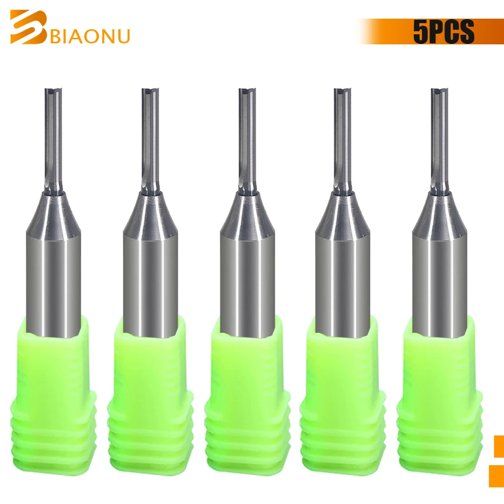 

Biaonu 5Pcs Two Flutes Carbide TCT Straight Slot End Mill Tungsten CNC Carving Router Bits 12.7mm Slotting Milling Cutter Tools