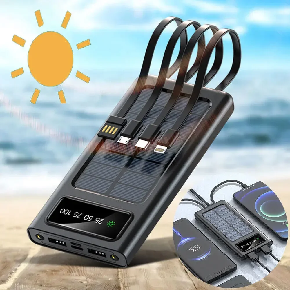 200000mAh Solar Power Bank  4-USB Cable Portable Charger Ultra-Large Capacity Mobile Power Suitable For Samsung Apple Huawei 3