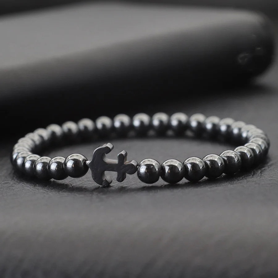 Hematite Stone Men Beach Bracelet