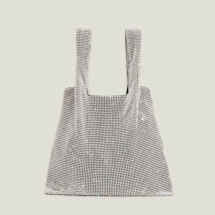 

Fashion Diamonds Small Tote Bag Designer Crystal Mesh Women Handbag Luxury Rhinestones Evening Bag Shinny Small Party Purse 2022