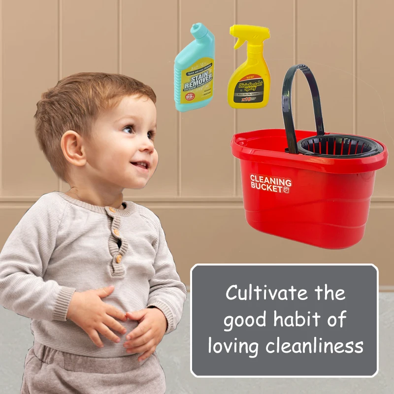 Kids Cleaning Playset &ndash; Includes Mop, Cleaning Solution, Broom, Bucket, Brush Set Dustpan, Perfect for Ages 3+