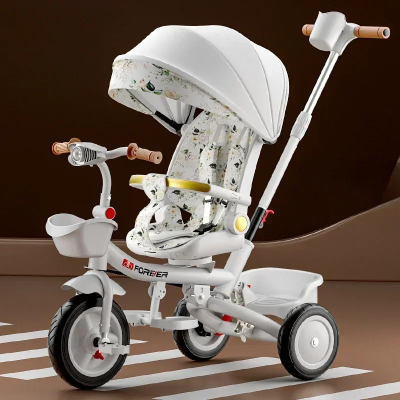 Portable Three-wheel Baby Stroller Foldable Three-wheel Baby Stroller for Children Seat Swivel Can Be Used in Both Directions