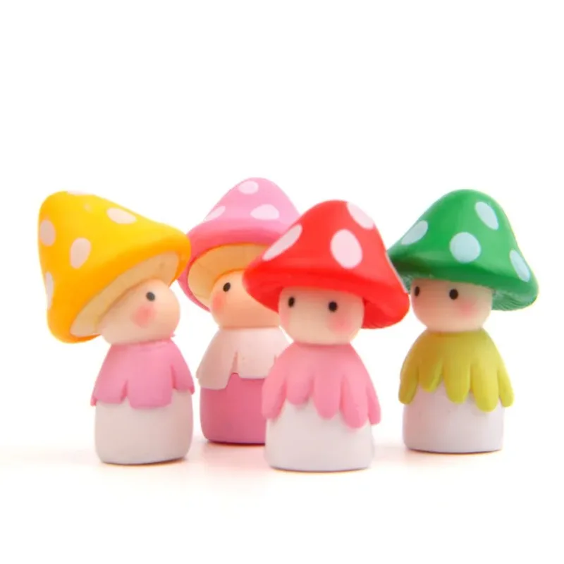 4 Pcs Mushroom Microscopic Bonsai Plant Decoration Garden Decoration Decoracion Hogar Resin Cabochon ornament crafts miniature figurines resin ornaments miniature ornament resin crafts mini mushroom ornament
