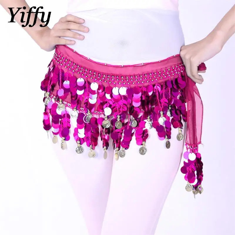 

Belly Dance Fashion Shinning Waist Chain Colorful Gong Coin Dance Performance Costume Hip Scarf Festival Sequin Waist Scarf