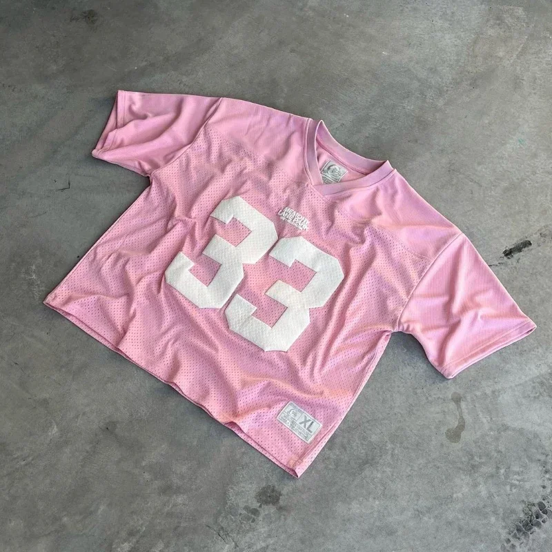 Y2K Mesh Jersey Quick Dry T Shirt American Retro Splicing