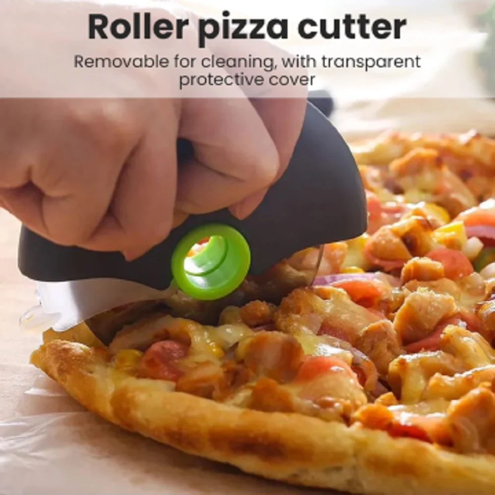 Pizza Knife Detachable Drum Protective Hand Cutter Stainless Steel pastry cutter pizza knife
