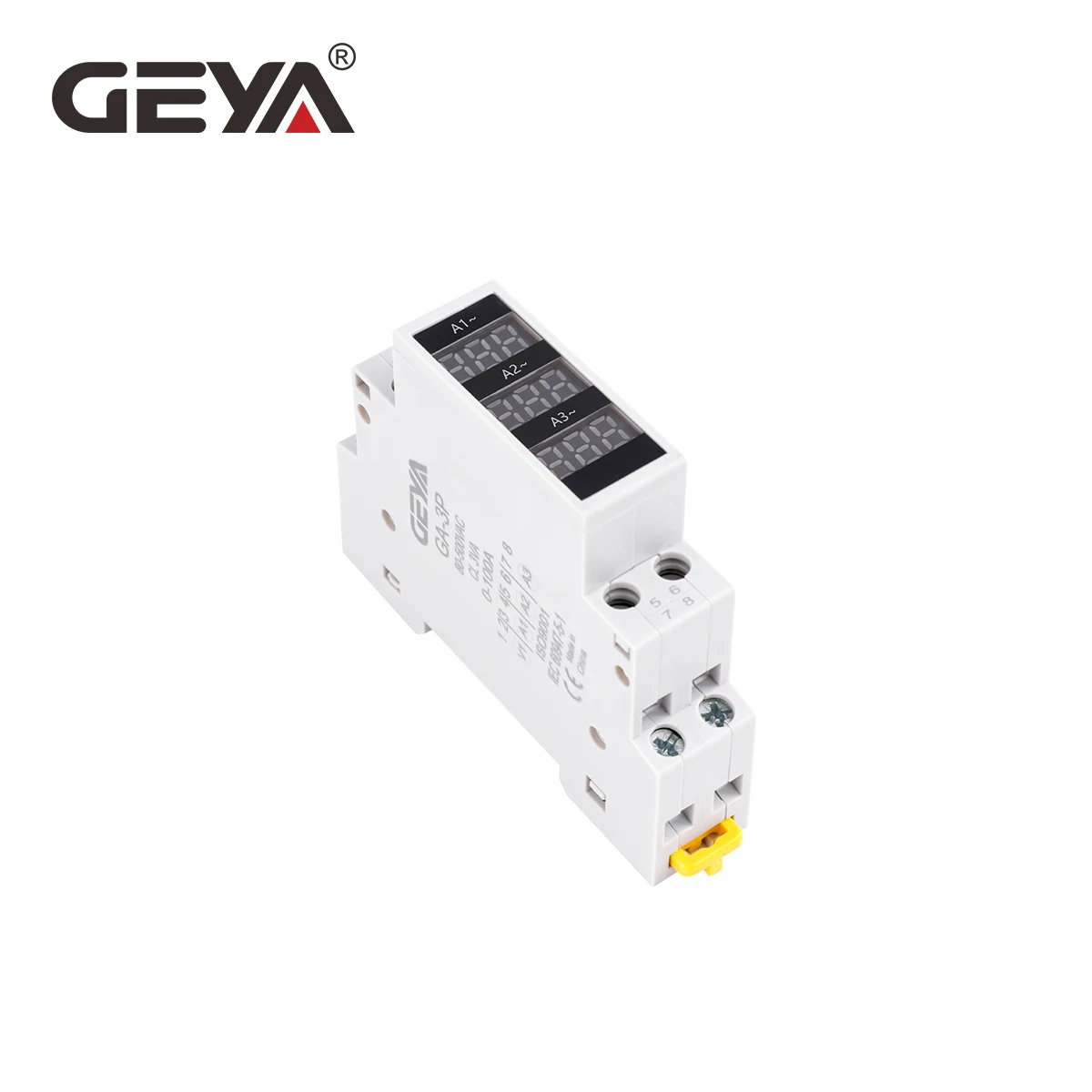 GEYA LED 디지털 디스플레이 감지기 DIN 레일 마운트 3상 전류계 AC 80-500V 100A 미니 모듈형 전류계 게이지 표시기