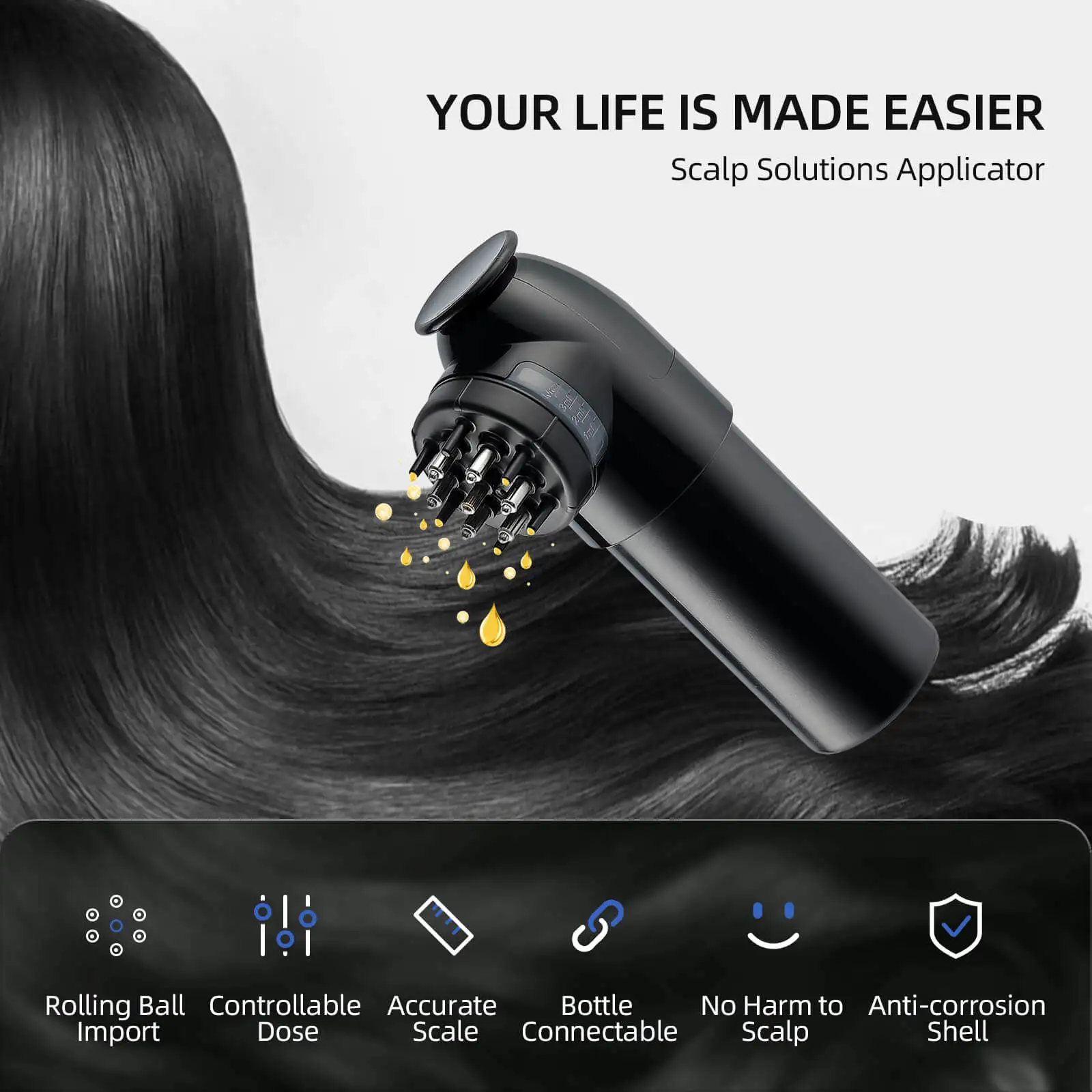 Handheld Scalp Care Applicator Comb Hair Nutrient Comb Scalp Treatment Hair Regrowth Essential Oil Liquid Guiding Massage Comb