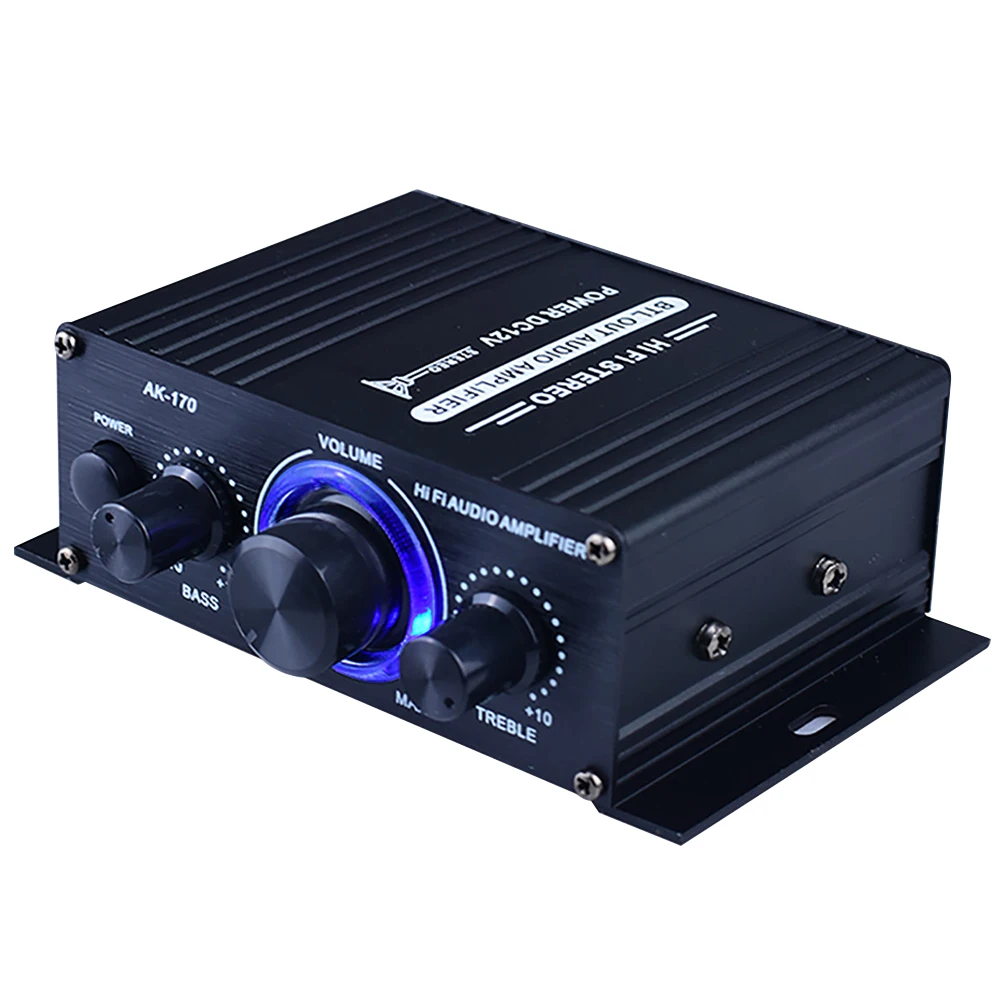 

DC12V Music Receiver Power Amplifier FM Radio Sound System Stable LED Display Auto Stereo Audio Car Home Aluminum Alloy Black