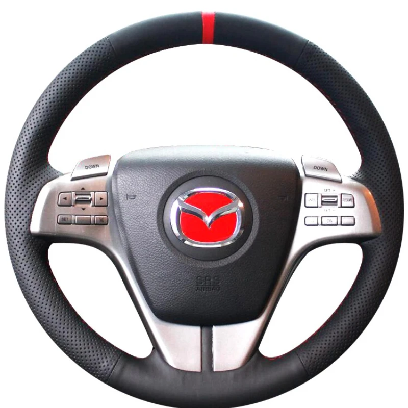 

Индивидуальное изготовление на заказ для Mazda 6 /09-10-11-12-13-14-15, кожаный чехол на руль из углеродного волокна, персикового дерева, ручная работа