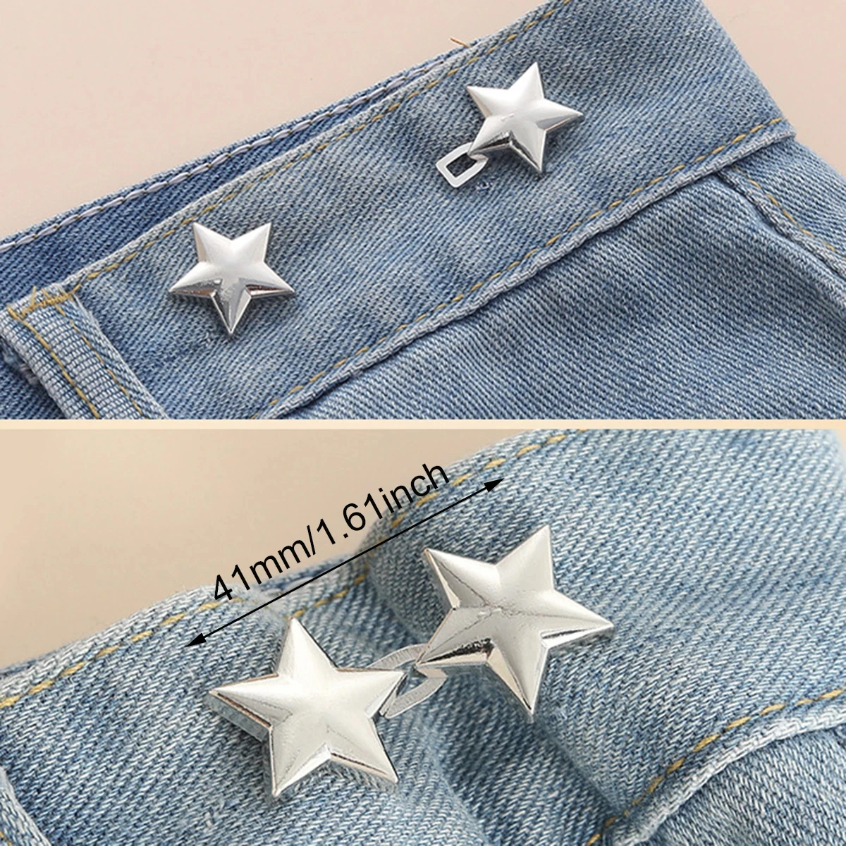 1 Pair Lovely Star Shape Trousers Waist Buckles Adjustable Metal Waist Tightener Snap Button Adjuster Pants Pin Clips 6