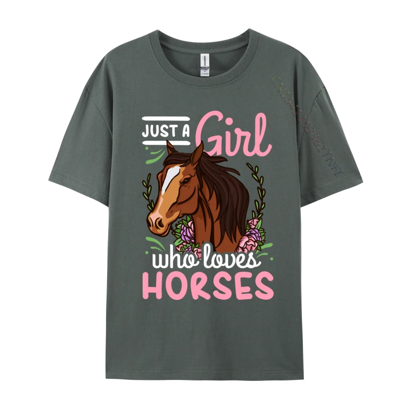 Fashionable Pure Cotton T Shirts for Men Short Sleeve Gift Tees Cute Summer/Autumn Crewneck T-Shirt cosie Wholesale Horse Just A Girl Who Loves Horses Riding Show Jumping carbon