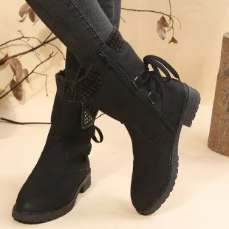 36-43 Winter Mid-Calf Women Boots Ladies Shoes Fashion Snow Boots for Women Shoes Thigh High Suede Warm Platform Shoes Botas