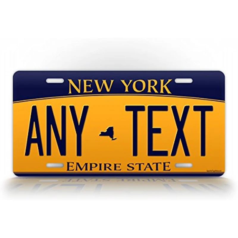 

New York License Plate Any Text Personalized NY Metal Auto Tag Aluminum Empire State Metal Wall Sign Decoration